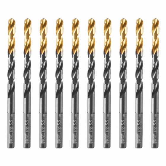 Сверло по металлу, 5,5 мм, HSS-Tin, Golden Tip, 10 шт. Denzel 717214 Сверло по металлу, 5,5 мм, HSS-Tin, Golden Tip, 10 шт. Denzel 717214