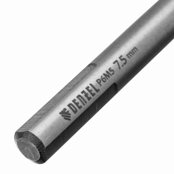 Сверло спиральное по металлу 7,5 x 109мм, Р6М5, Golden Tip, многогранная заточка Denzel 718281 Сверло спиральное по металлу 7,5 x 109мм, Р6М5, Golden Tip, многогранная заточка Denzel 718281