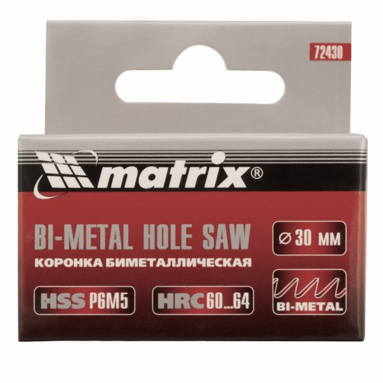 Коронка Bimetal, 30 мм Matrix 72430 Коронка Bimetal, 30 мм Matrix 72430