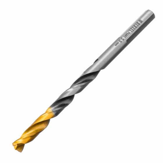 Сверло спиральное по металлу 5,5 x 93мм, Р6М5, Golden Tip, многогранная заточка Denzel 718277 Сверло спиральное по металлу 5,5 x 93мм, Р6М5, Golden Tip, многогранная заточка Denzel 718277