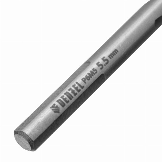 Сверло спиральное по металлу 5,5 x 93мм, Р6М5, Golden Tip, многогранная заточка Denzel 718277 Сверло спиральное по металлу 5,5 x 93мм, Р6М5, Golden Tip, многогранная заточка Denzel 718277