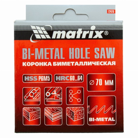Коронка Bimetal, 70 мм Matrix 72470 Коронка Bimetal, 70 мм Matrix 72470