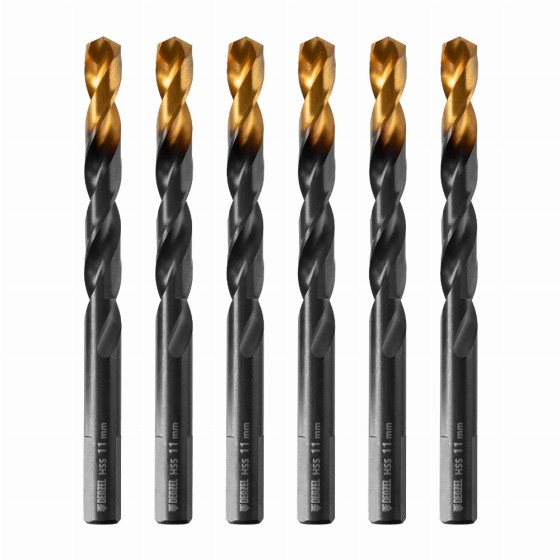 Сверло по металлу, 11 мм, HSS-Tin, Golden Tip, 6 шт. Denzel 717223