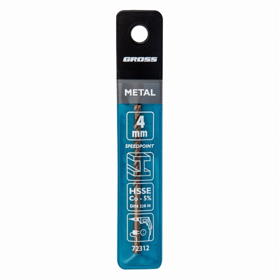 Сверло спиральное по металлу, 4 мм, HSS-Co Gross 72312