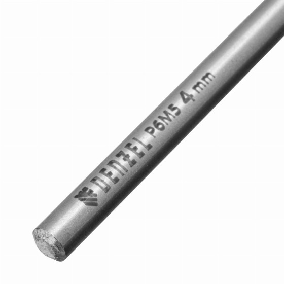 Сверло спиральное по металлу 4 х 119 мм, Р6М5, Golden Tip, удлиненное Denzel 718250 Сверло спиральное по металлу 4 х 119 мм, Р6М5, Golden Tip, удлиненное Denzel 718250