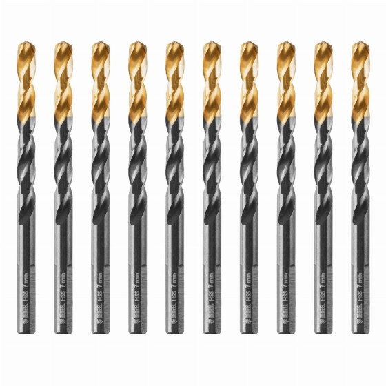 Сверло по металлу, 7 мм, HSS-Tin, Golden Tip, 10 шт. Denzel 717217 Сверло по металлу, 7 мм, HSS-Tin, Golden Tip, 10 шт. Denzel 717217