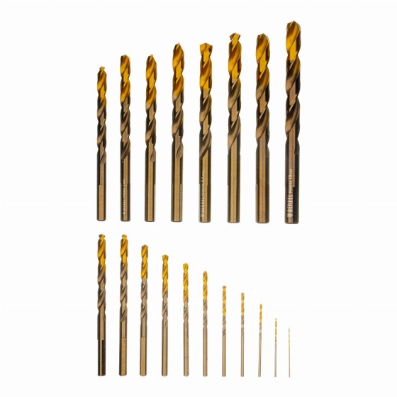Набор сверл по металлу, 1-10 мм, Р6М5К8-TiN, Golden Tip, 19 шт Denzel 723008