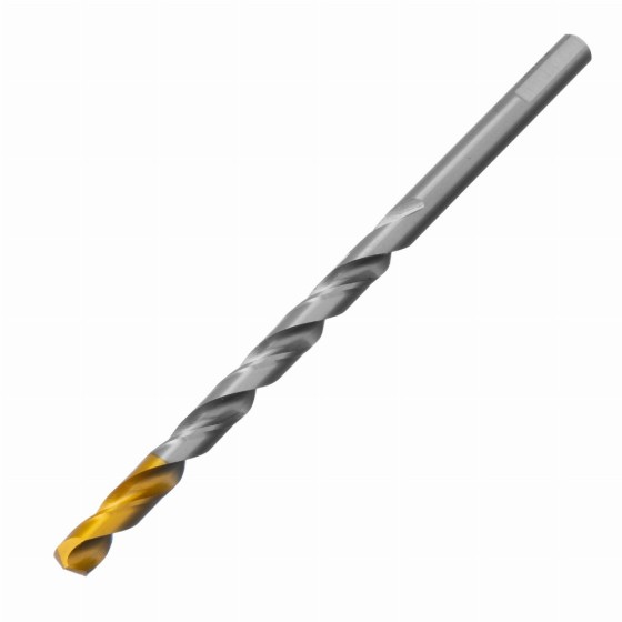 Сверло спиральное по металлу 7,5 х 156 мм, Р6М5, Golden Tip, удлиненное Denzel 718259 Сверло спиральное по металлу 7,5 х 156 мм, Р6М5, Golden Tip, удлиненное Denzel 718259