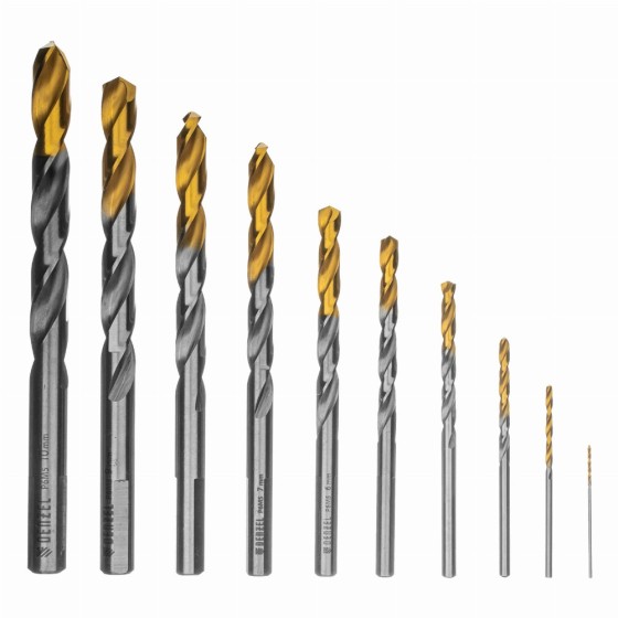 Набор сверл по металлу, 1-10 мм, Р6М5-TiN, Golden Tip, 10 шт Denzel 723001