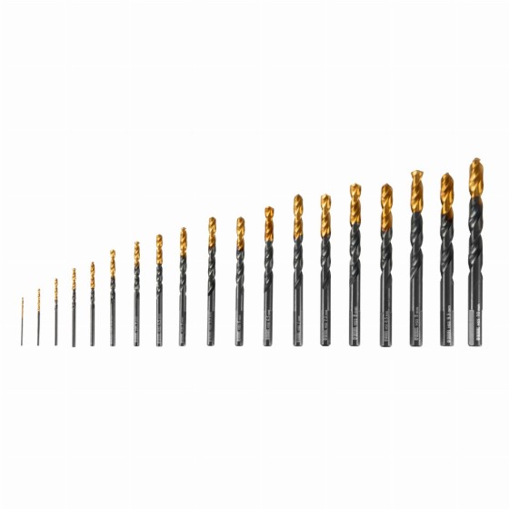Набор сверл по металлу, 1-10 мм, HSS-Tin, Golden Tip, 19 шт Denzel 72321