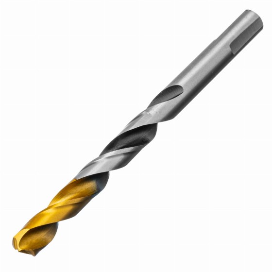 Сверло спиральное по металлу 10 x 133мм, Р6М5, Golden Tip, многогранная заточка Denzel 718285 Сверло спиральное по металлу 10 x 133мм, Р6М5, Golden Tip, многогранная заточка Denzel 718285