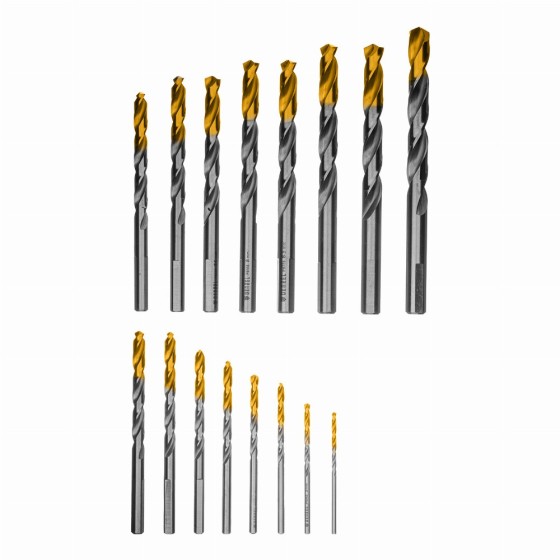 Набор сверл по металлу, 1-10 мм, Р6М5-TiN, Golden Tip, 19 шт Denzel 723003 Набор сверл по металлу, 1-10 мм, Р6М5-TiN, Golden Tip, 19 шт Denzel 723003