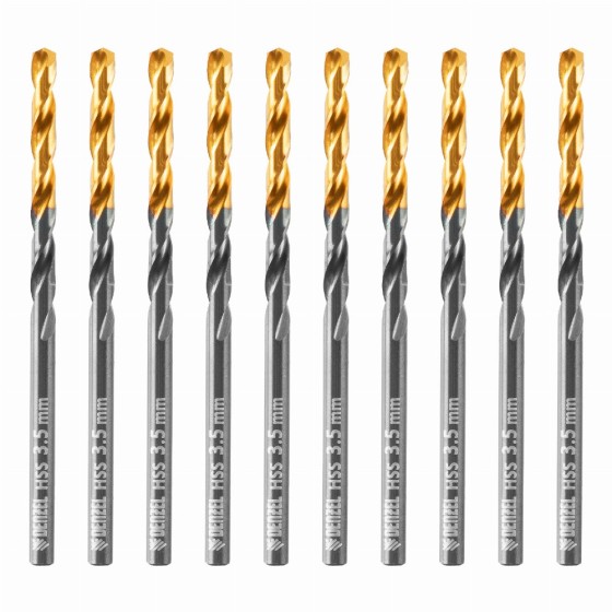 Сверло по металлу, 3,5 мм, HSS-Tin, Golden Tip, 10 шт. Denzel 717207 Сверло по металлу, 3,5 мм, HSS-Tin, Golden Tip, 10 шт. Denzel 717207