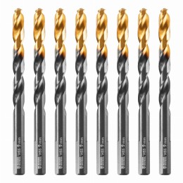 Сверло по металлу, 9 мм, HSS-Tin, Golden Tip, 8 шт. Denzel 717221