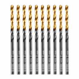 Сверло по металлу, 3 мм, HSS-Tin, Golden Tip, 10 шт. Denzel 717205