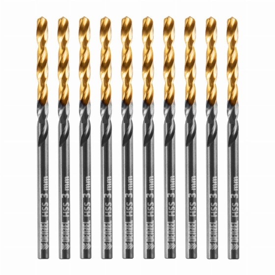 Сверло по металлу, 3 мм, HSS-Tin, Golden Tip, 10 шт. Denzel 717205 Сверло по металлу, 3 мм, HSS-Tin, Golden Tip, 10 шт. Denzel 717205