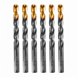 Сверло по металлу, 12 мм, HSS-Tin, Golden Tip, 6 шт. Denzel 717224