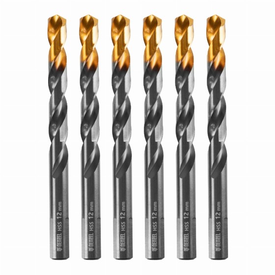 Сверло по металлу, 12 мм, HSS-Tin, Golden Tip, 6 шт. Denzel 717224 Сверло по металлу, 12 мм, HSS-Tin, Golden Tip, 6 шт. Denzel 717224