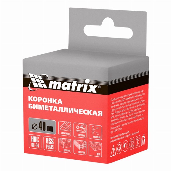 Коронка Bimetal, 40 мм Matrix 72440 Коронка Bimetal, 40 мм Matrix 72440