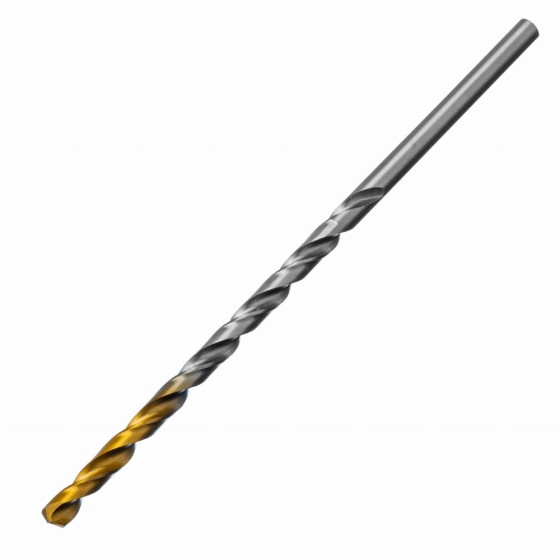 Сверло спиральное по металлу 4,5 х 126 мм, Р6М5, Golden Tip, удлиненное Denzel 718252 Сверло спиральное по металлу 4,5 х 126 мм, Р6М5, Golden Tip, удлиненное Denzel 718252