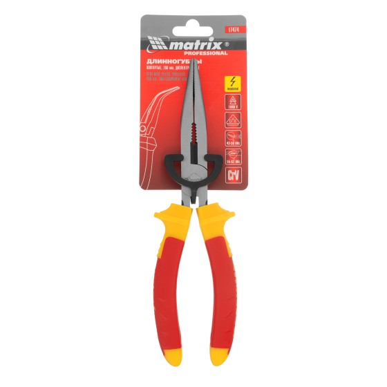 Длинногубцы изогнутые Insulated, 200 мм, двухкомпонентные рукоятки Matrix Professional 17474 Длинногубцы изогнутые Insulated, 200 мм, двухкомпонентные рукоятки Matrix Professional 17474