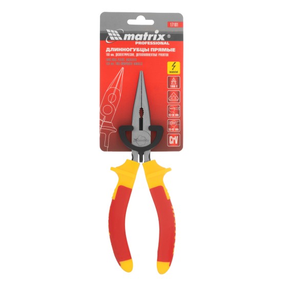 Длинногубцы прямые Insulated, 160 мм, двухкомпонентные рукоятки Matrix Professional 17101 Длинногубцы прямые Insulated, 160 мм, двухкомпонентные рукоятки Matrix Professional 17101