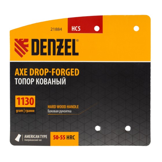 Топор кованый, 1130 г, американский тип, буковая рукоятка, 430мм, EFP Denzel 21884 Топор кованый, 1130 г, американский тип, буковая рукоятка, 430мм, EFP Denzel 21884