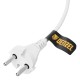 Шнур сетевой Energy Series, ПВС, 1,5 м, 2 x 1 мм, с неразборной вилкой, белый, Denzel 37660 Шнур сетевой Energy Series, ПВС, 1,5 м, 2 x 1 мм, с неразборной вилкой, белый, Denzel 37660