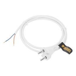 Шнур сетевой Energy Series, ПВС, 1,5 м, 2 x 1 мм, с неразборной вилкой, белый, Denzel 37660