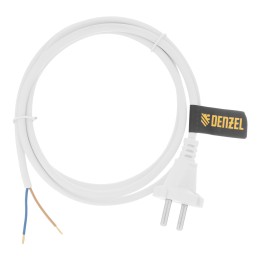 Шнур сетевой Energy Series, ПВС, 1,5 м, 2 x 1 мм, с неразборной вилкой, белый, Denzel 37660