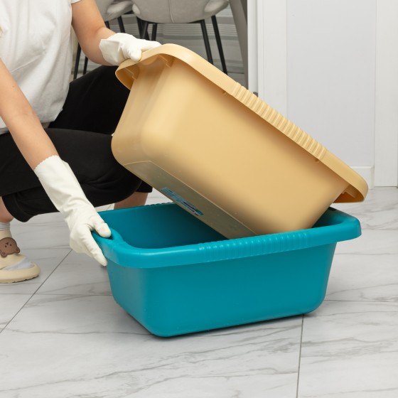 Таз пластмассовый прямоугольный 25 л, бежевый, Home Palisad 929925 Таз пластмассовый прямоугольный 25 л, бежевый, Home Palisad 929925