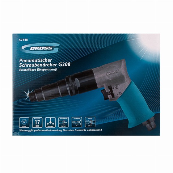 Шуруповерт пневматический G208, 1/4, 17Нм, 700 об/мин Gross 57448