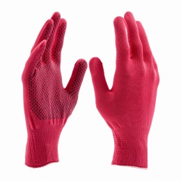 Перчатки Нейлон, ПВХ точка, 13 класс, цвет розовая фуксия, L 67826